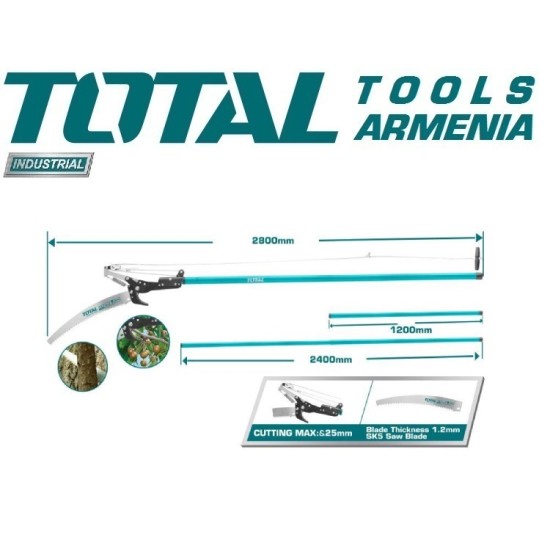 Extendable pole saw and pruner 2.8m