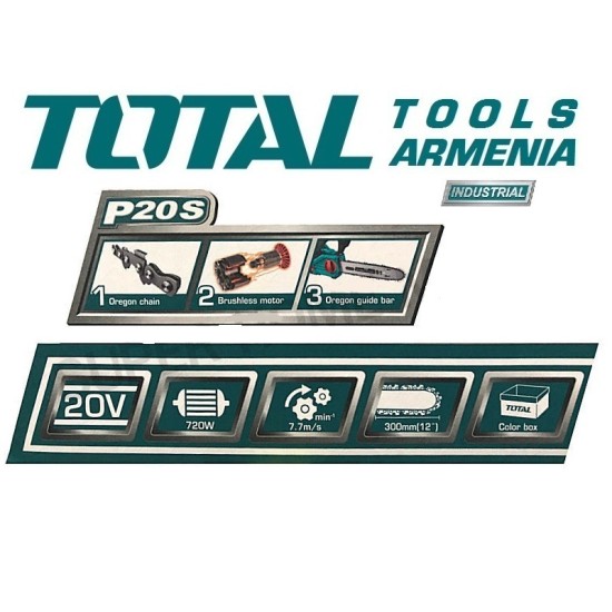 Li-Ion Chainsaw 20V / 2A - 4A / 720W Li-Ion Chainsaw 20V / 2A - 4A / 720W