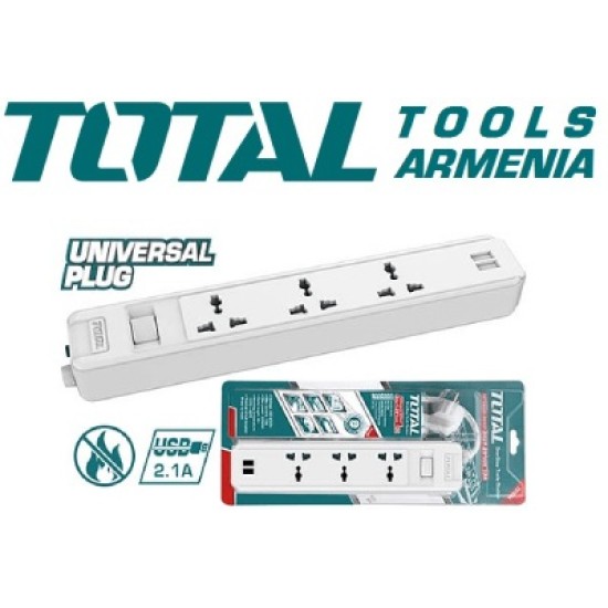 Extension Socket 3 places, 3 m /2 USB 2.1A Extension Socket 3 places, 3 m /2 USB 2.1A