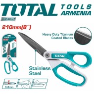 Rubber grip long-blade scissors 210mm