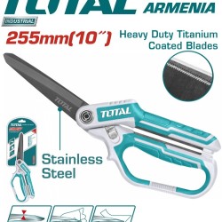Rubber grip long-blade heavy duty scissors 255mm