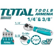 Two-sided ratchet wrench 1/4" and 3/8" 140mm