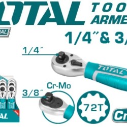 Two-sided ratchet wrench 1/4" and 3/8" 140mm