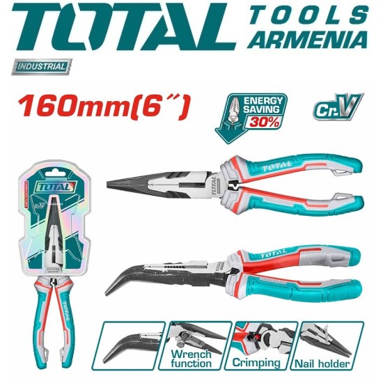 Long nose pliers curved 160mm