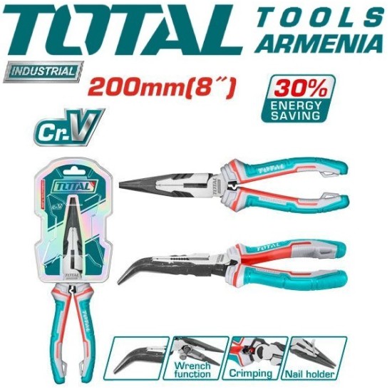 Long nose pliers curved 200mm Long nose pliers curved 200mm