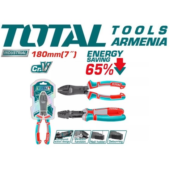 Compound action combination pliers 180mm