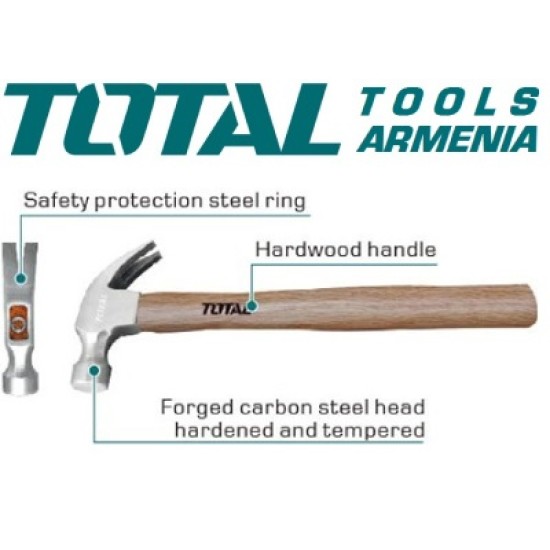 Wooden handle nail hammer 220g