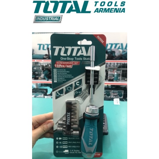 Reversible screwdriver with attachments 15 pcs. Reversible screwdriver with attachments 15 pcs.