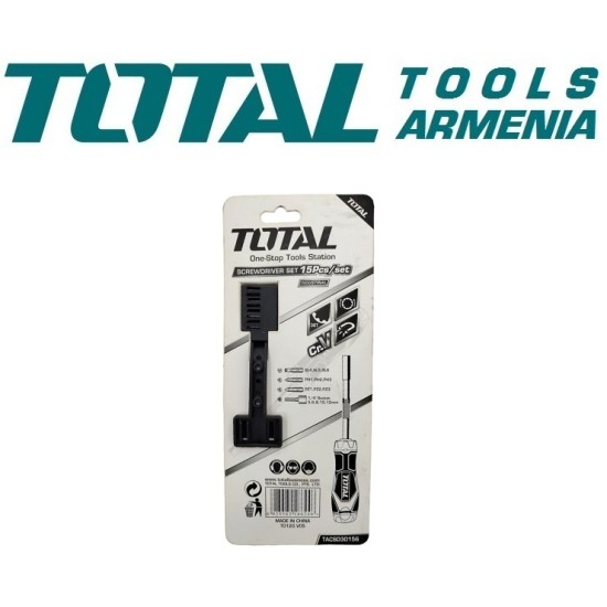 Reversible screwdriver with attachments 15 pcs.