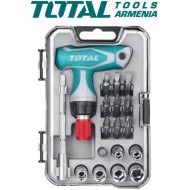 T-shaped reversible screwdriver with 24 pcs