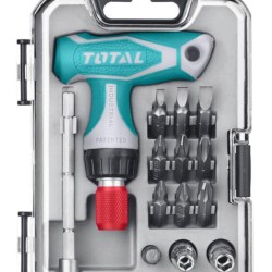T-shaped reversible screwdriver with 24 pcs