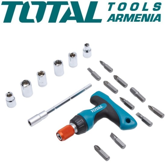 T-shaped reversible screwdriver with 24 pcs T-shaped reversible screwdriver with 24 pcs