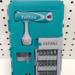 T-shaped reversible screwdriver with 25pcs