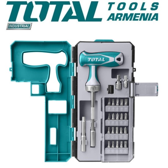 T-shaped reversible screwdriver with 25pcs T-shaped reversible screwdriver with 25pcs