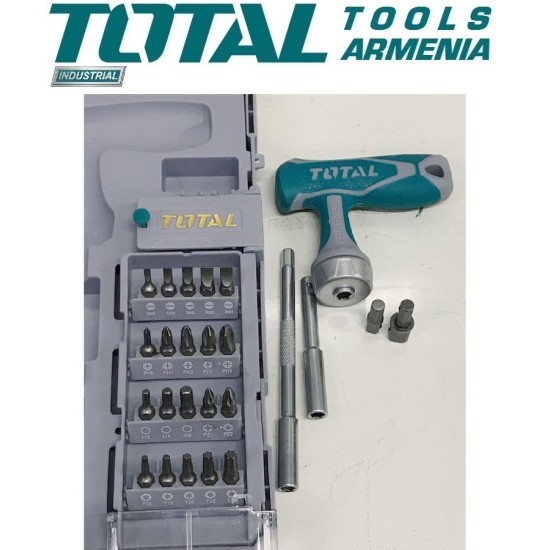 T-shaped reversible screwdriver with 25pcs T-shaped reversible screwdriver with 25pcs