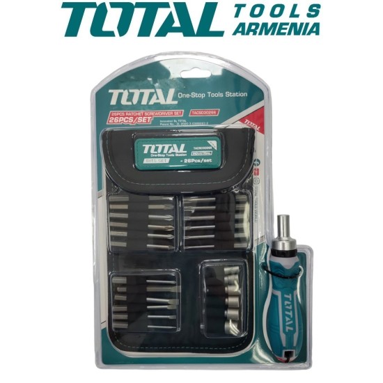 Reversible screwdriver with bits 26 pcs.