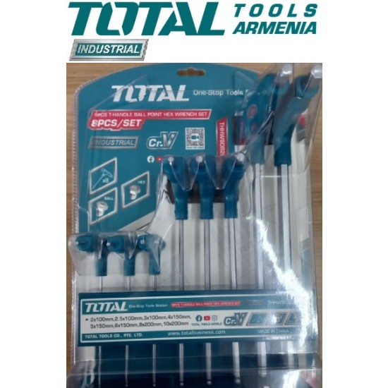T-handle ball point Hex key set, 8 pcs