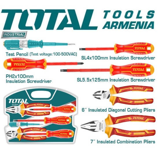 A set of dielectric tools up to 1000V 6pcs. A set of dielectric tools up to 1000V 6pcs.