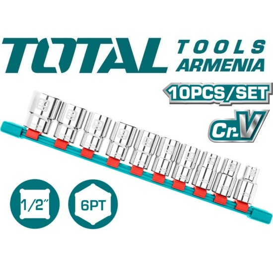 Socket set, 1/2, sockets 10 - 24 mm Socket set, 1/2, sockets 10 - 24 mm