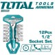 Socket set, 1/2, sockets 10 - 24 mm, with ratchet wrench