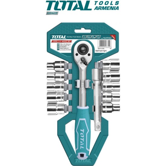 Socket set, 1/2, sockets 10 - 24 mm, with ratchet wrench