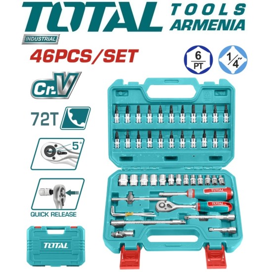 Tool set, 1/4" 46 pcs Tool set, 1/4" 46 pcs