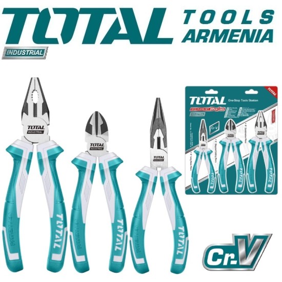 Set of pliers, long nose pliers, side cutters 3 pcs