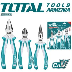 Set of high leverage pliers, long nose pliers, side cutters 3 pcs