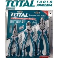 Set of high leverage pliers, long nose pliers, side cutters 3 pcs