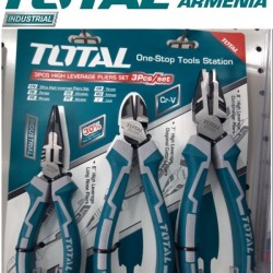Set of high leverage pliers, long nose pliers, side cutters 3 pcs