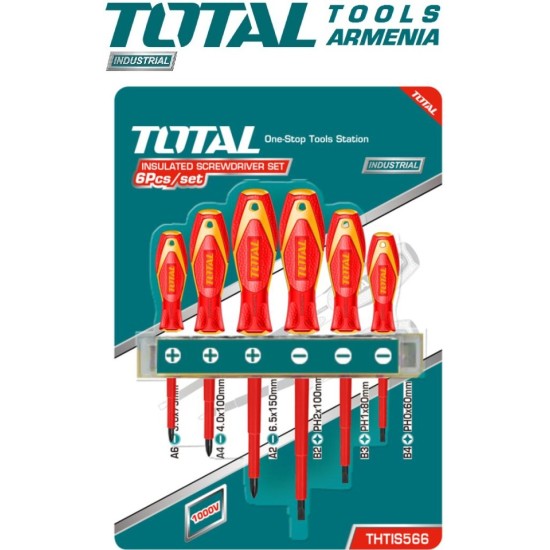 A set of dielectric screwdrivers up to 1000V 6 pcs. A set of dielectric screwdrivers up to 1000V 6 pcs.