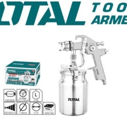 Spray gun with bottom tank