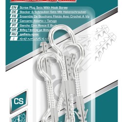 Hook screw with plastic dowel set 6pcs