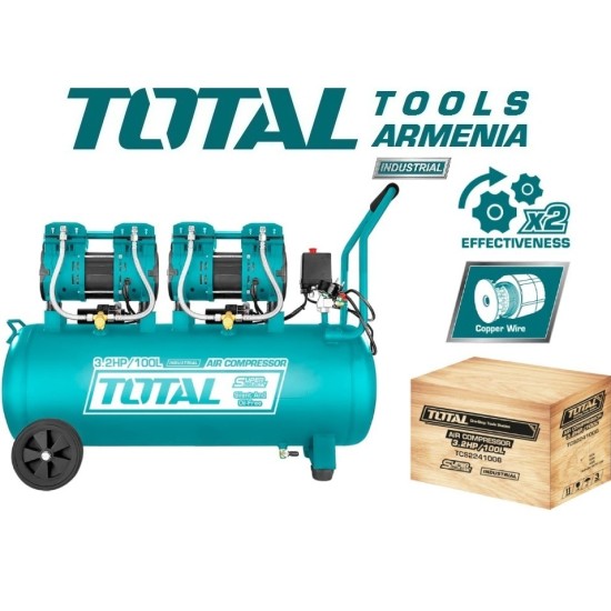 Silent Oil Free Air Compressor 100 L / 2400 W / INDUSTRIAL Silent Oil Free Air Compressor 100 L / 2400 W / INDUSTRIAL