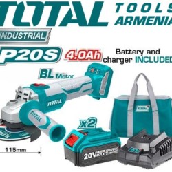 Cordless angle grinder/20 V/4A /115mm/Brushless Motor/INDUSTRIAL
