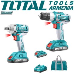 Cordless Impact wrench and Drill - Screwdriver 20 V, 2A