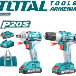 Cordless Impact wrench and Drill - Screwdriver 20 V, 2A