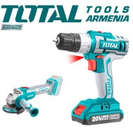 Angle Grinder and Drill - Screwdriver 20 V, 4A