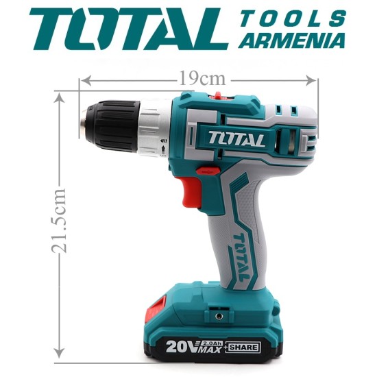 Cordless Drill - Screwdriver / 20V / 2A / 45Nm /+1 Battery / INDUSTRIAL Cordless Drill - Screwdriver / 20V / 2A / 45Nm /+1 Battery / INDUSTRIAL