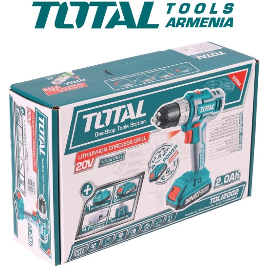 Cordless Drill - Screwdriver / 20V / 2A / 45Nm /+1 Battery / INDUSTRIAL Cordless Drill - Screwdriver / 20V / 2A / 45Nm /+1 Battery / INDUSTRIAL