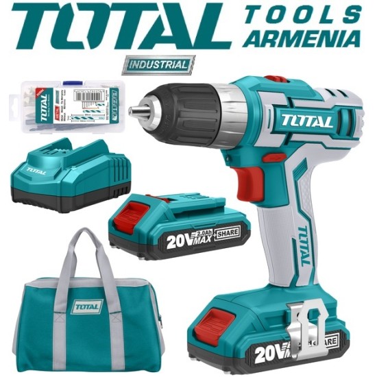 Cordless Drill - Screwdriver / 20V / 2A / 45Nm /+1 Battery / INDUSTRIAL Cordless Drill - Screwdriver / 20V / 2A / 45Nm /+1 Battery / INDUSTRIAL