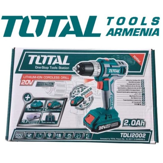 Cordless Drill - Screwdriver / 20V / 2A / 45Nm /+1 Battery / INDUSTRIAL Cordless Drill - Screwdriver / 20V / 2A / 45Nm /+1 Battery / INDUSTRIAL