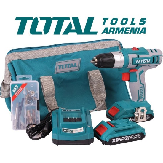 Cordless Drill - Screwdriver / 20V / 2A / 45Nm /+1 Battery / INDUSTRIAL Cordless Drill - Screwdriver / 20V / 2A / 45Nm /+1 Battery / INDUSTRIAL