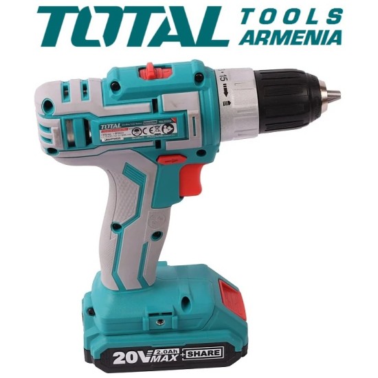Cordless Drill - Screwdriver / 20V / 2A / 45Nm /+1 Battery / INDUSTRIAL Cordless Drill - Screwdriver / 20V / 2A / 45Nm /+1 Battery / INDUSTRIAL