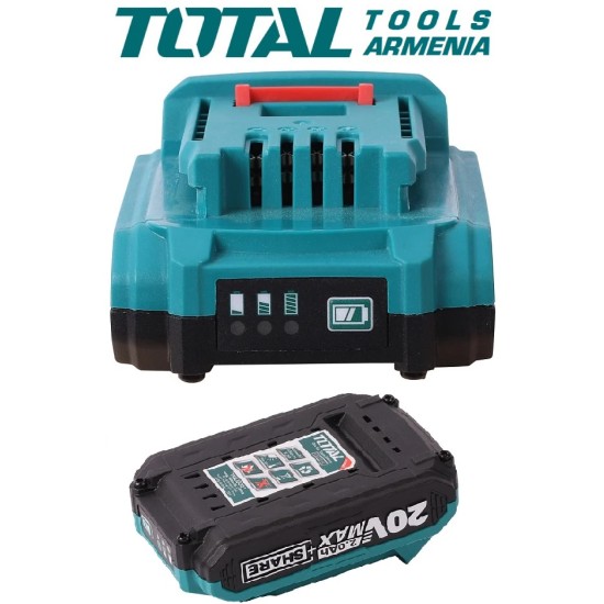 Cordless Drill - Screwdriver / 20V / 2A / 45Nm /+1 Battery / INDUSTRIAL Cordless Drill - Screwdriver / 20V / 2A / 45Nm /+1 Battery / INDUSTRIAL