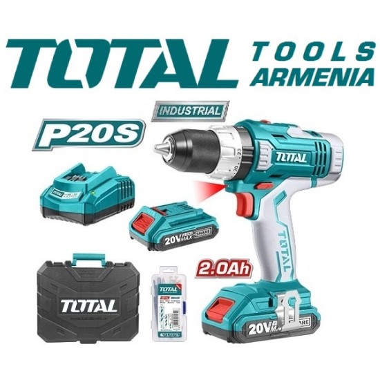 Cordless Drill - Screwdriver / 20V / 2A / 55Nm /+1 Battery / INDUSTRIAL Cordless Drill - Screwdriver / 20V / 2A / 55Nm /+1 Battery / INDUSTRIAL