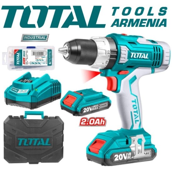 Cordless Drill - Screwdriver / 20V / 2A / 55Nm /+1 Battery / INDUSTRIAL Cordless Drill - Screwdriver / 20V / 2A / 55Nm /+1 Battery / INDUSTRIAL