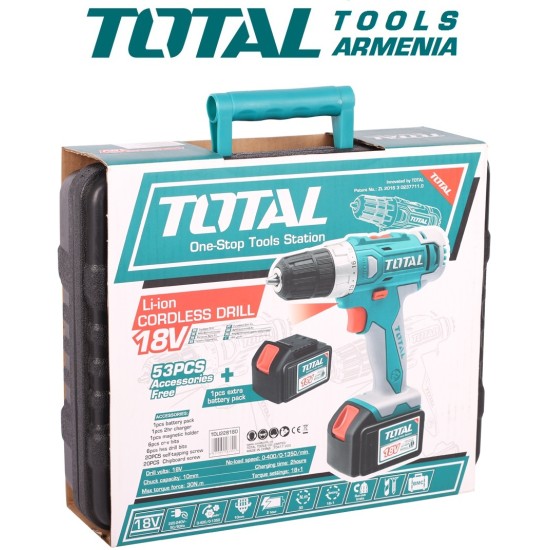 Cordless Drill - Screwdriver / 18V / 1.5A / 30Nm / +1 Battery Cordless Drill - Screwdriver / 18V / 1.5A / 30Nm / +1 Battery