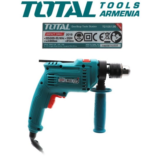 Electric Impact Drill / 550 W / 0–3000 rpm / 13 mm / 43200 bpm Electric Impact Drill / 550 W / 0–3000 rpm / 13 mm / 43200 bpm