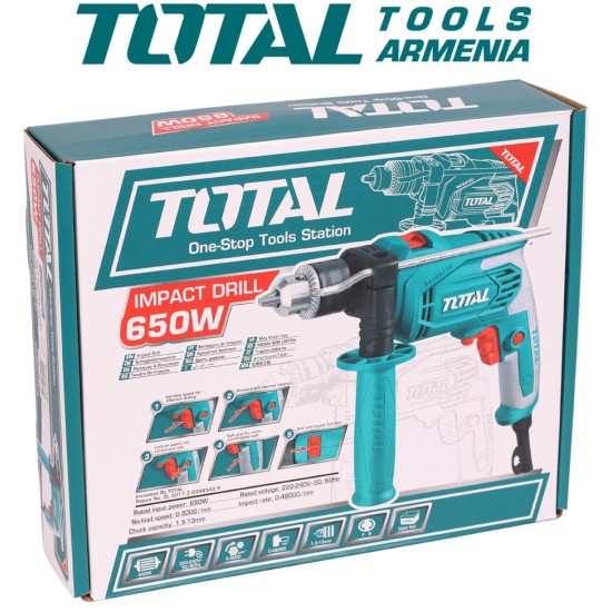 Electric Impact Drill / 650 W / 0–3000 rpm / 13 mm / 48000 bpm Electric Impact Drill / 650 W / 0–3000 rpm / 13 mm / 48000 bpm